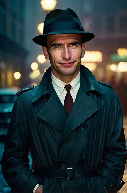 Leonardo Kino XL Asi Cohen as a vintage 1950s detective standi 2