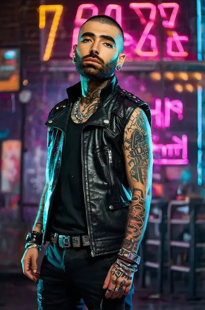Leonardo Kino XL Omer Adam dressed as a futuristic cyberpunk r 0